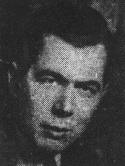 Grainy halftone black-and-white newspaper photograph of a young dark-haired man's face, close-cropped, from a 1930 print advertisement.