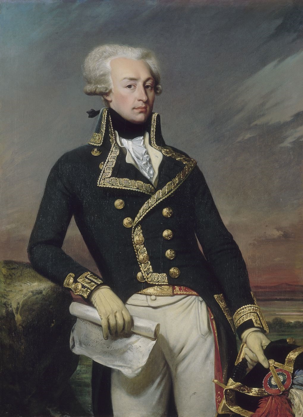 Three-quarter-length oil portrait of the Marquis de Lafayette in military uniform