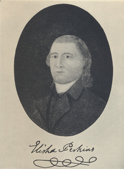 Bust-length portrait drawing of Elisha Perkins, facing slightly right